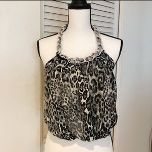 Halter Sleeveless Leopard Print top